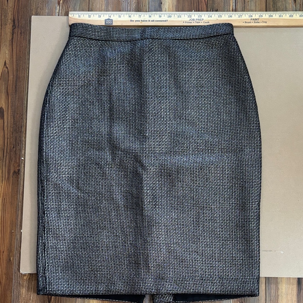 Banana Republic Metallic Textured Gray Pencil Skirt SZ 12